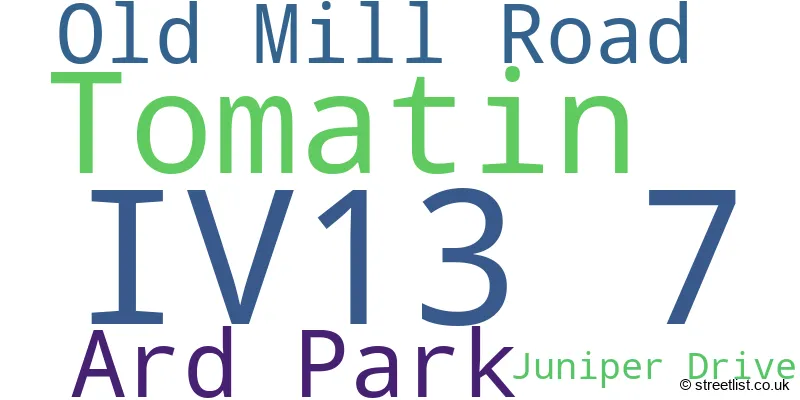 A word cloud for the IV13 7 postcode